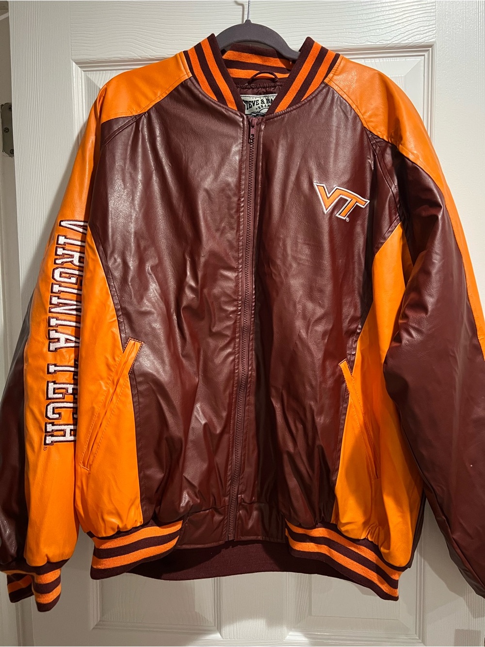 Virginia Tech Maroon and Orange Bomber Jacket - Collegiate Style